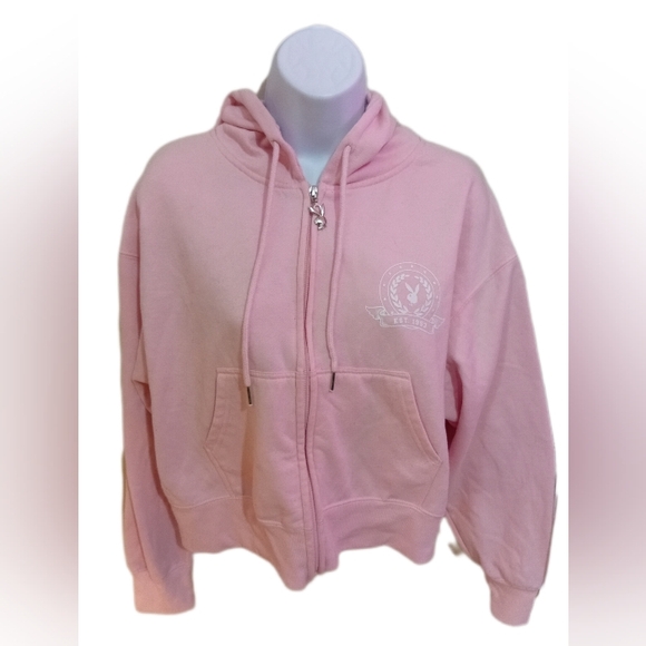 PLAYBOY Tops - Playboy Pink Cropped Hoodie